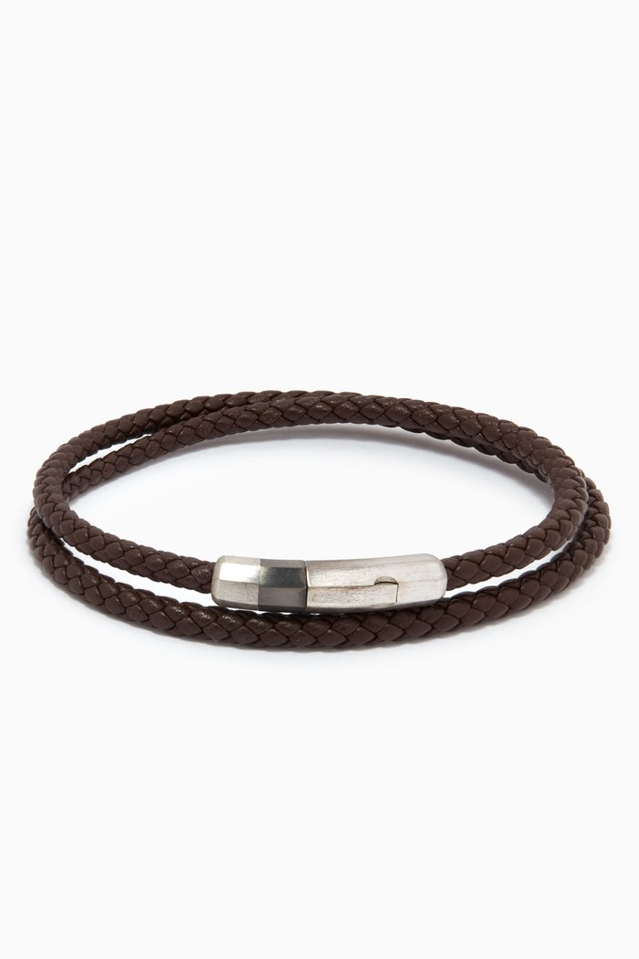 

Octogon Click Bracelet in Leather, Brown