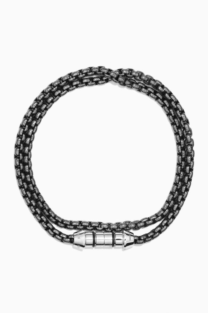 

Lucky Me Box Chain Bracelet in Oxidised Sterling Silver