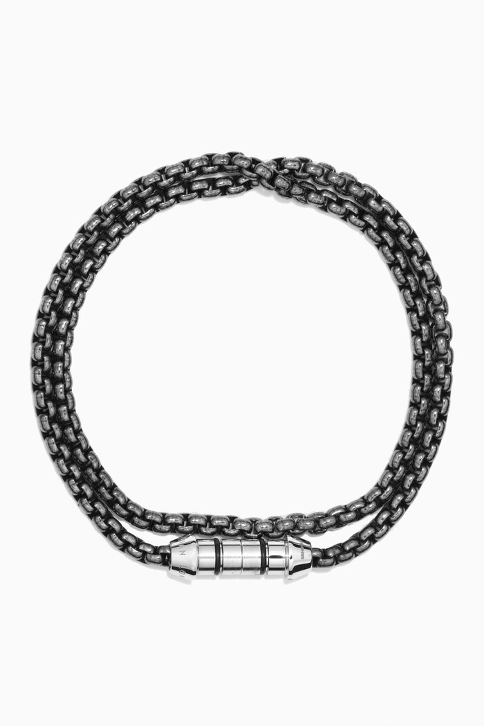 

Lucky Me Box Chain Bracelet in Oxidised Sterling Silver
