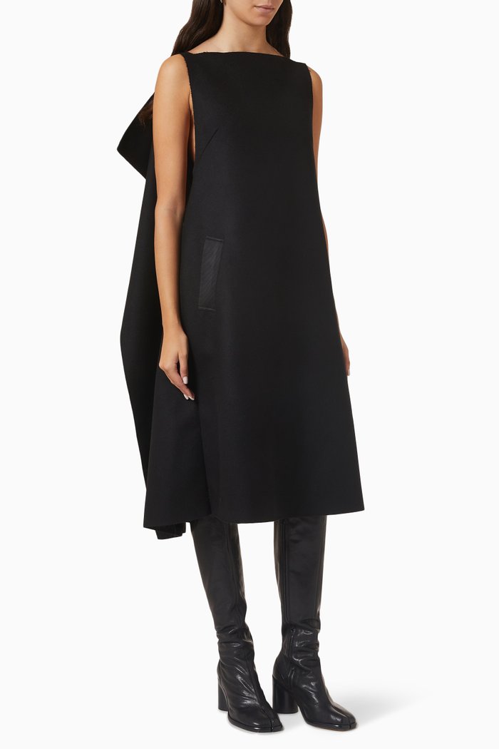 Boat-neck Midi Dress, Black