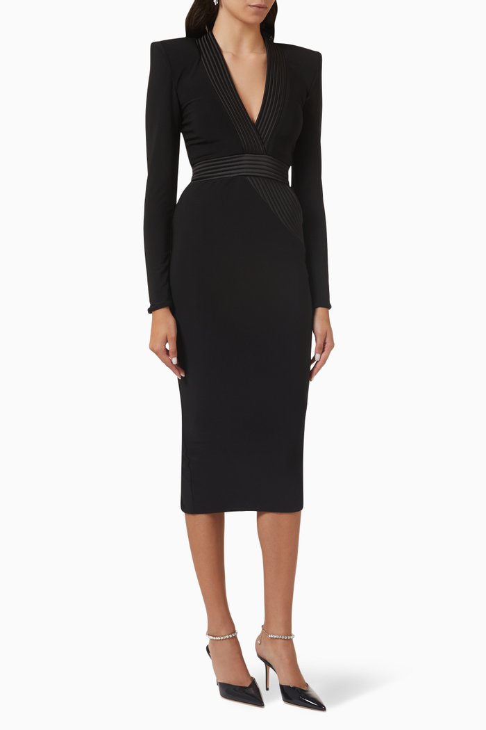 

The Heiress Midi Dress in Stretch-jersey, Black