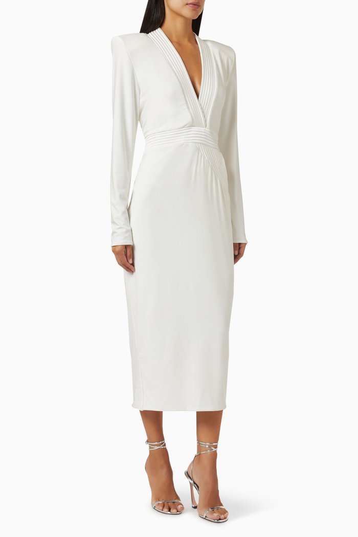 

The Heiress Midi Dress in Stretch-jersey, White