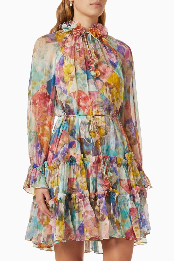 

High Tide Swing Mini Dress in Chiffon, Multicolour