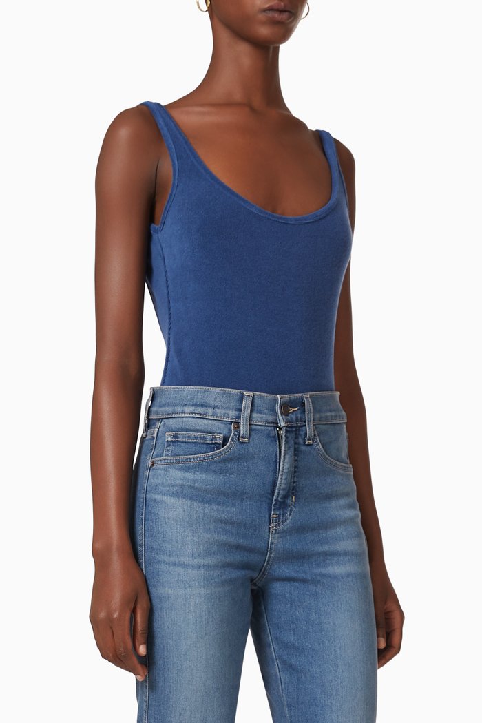 

High Tide Scoop-neck Bodysuit in Cotton-terry, Blue