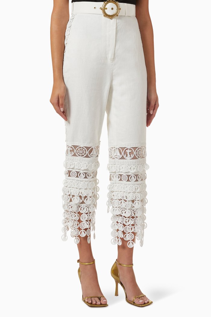 

High Tide Nautical Pants in Linen, Neutral