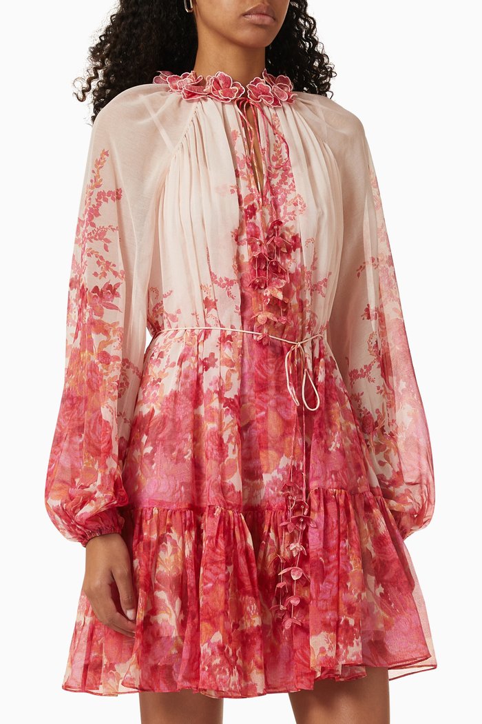 

High Tide Lantern Mini Dress in Cotton, Pink