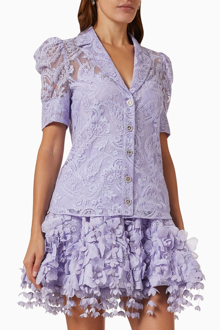 

High Tide Lace Shirt in Paisley Lace, Purple