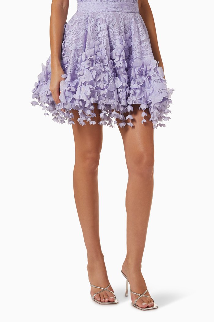 High Tide Flip Mini Skirt in Lace, Purple