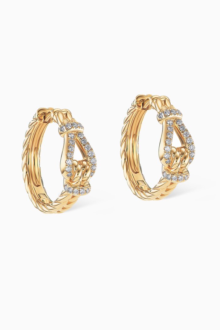 

Thoroughbred Loop Hoop Earrings with Pavé Diamonds in 18kt Yellow Gold