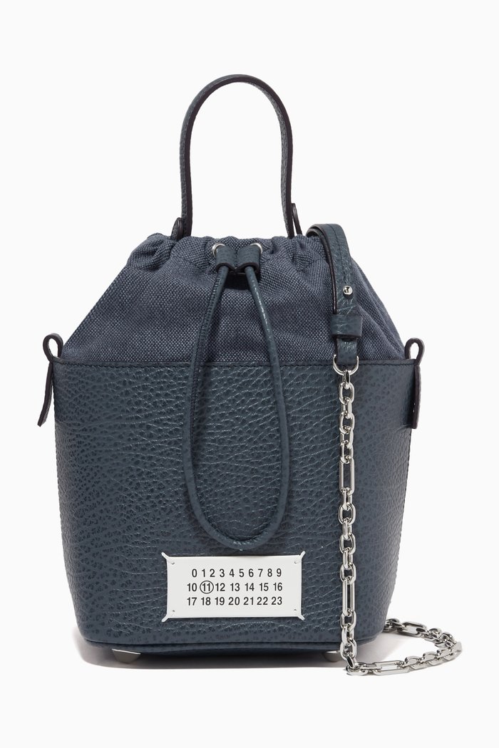

Small 5AC Bucket Bag in Leather & Canvas, Blue