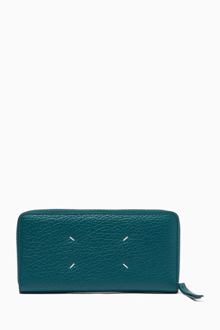 

Four-stitch Long Bill Wallet in Grained Leather, Multicolour