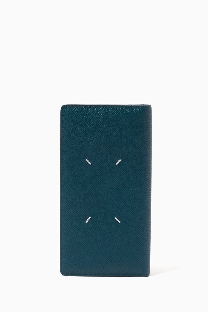 

Four-stitch Long Bill Wallet in Grained Leather, Multicolour