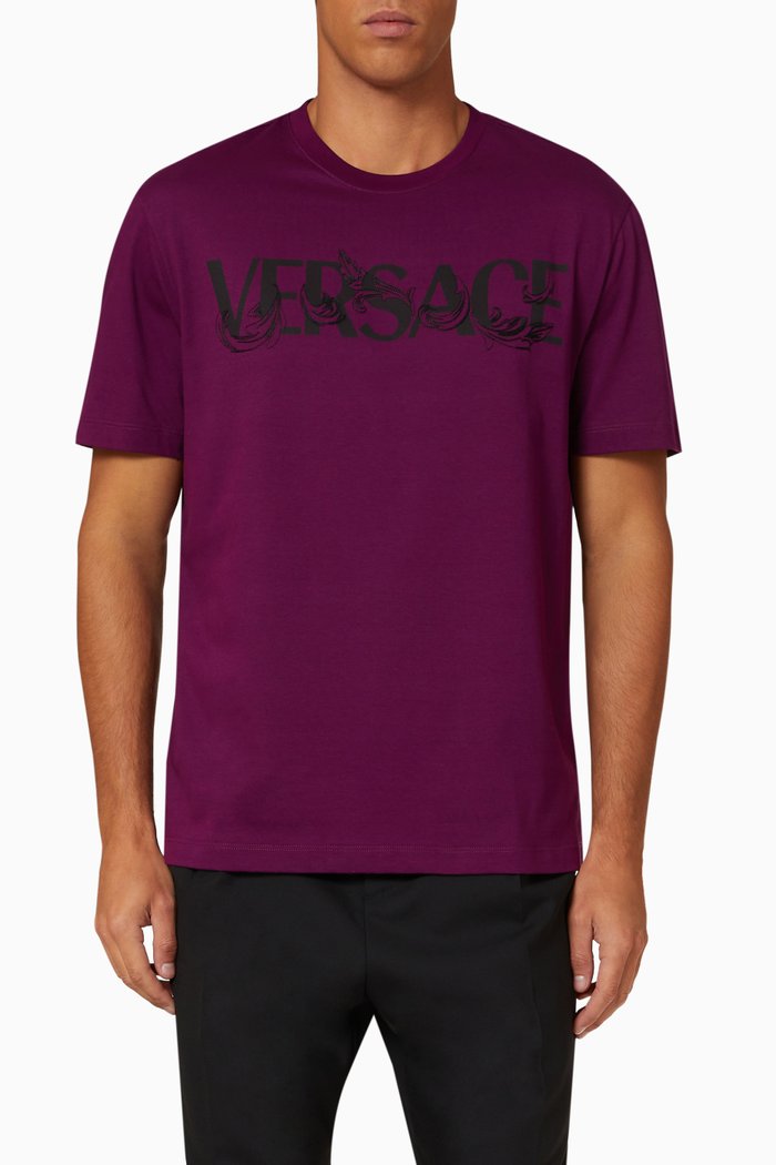 

Barocco Logo T-shirt in Cotton Jersey, Purple