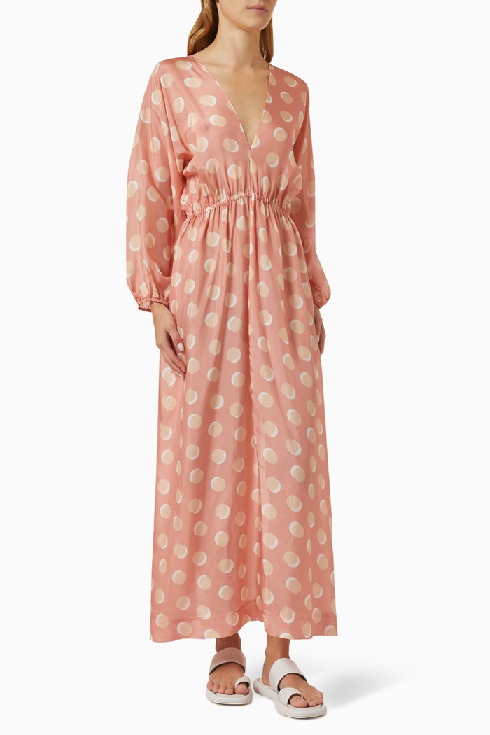 Neptune Maxi Dress in Silk, Pink