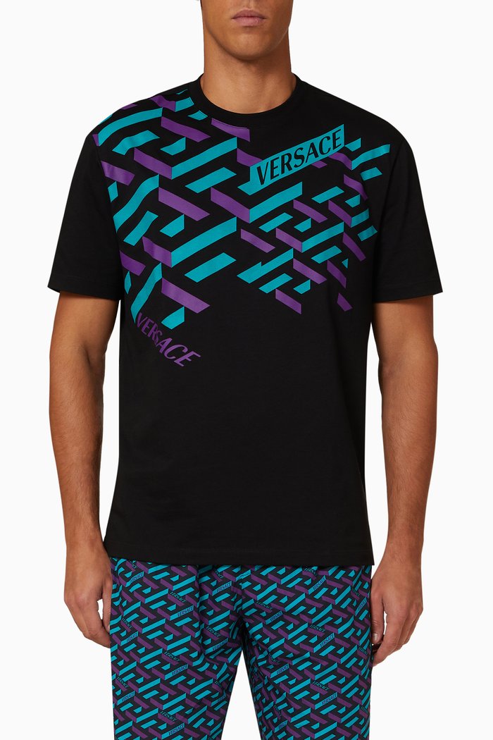 

La Greca T-shirt in Cotton Jersey, Black