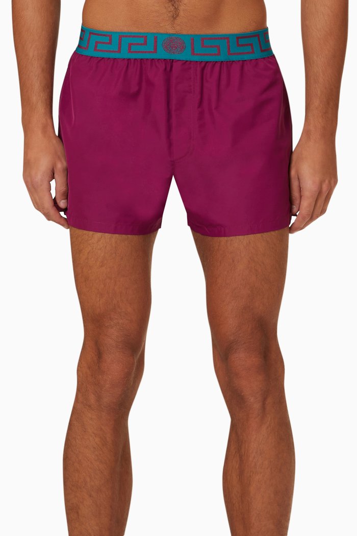 

Greca Border Swim Shorts, Purple