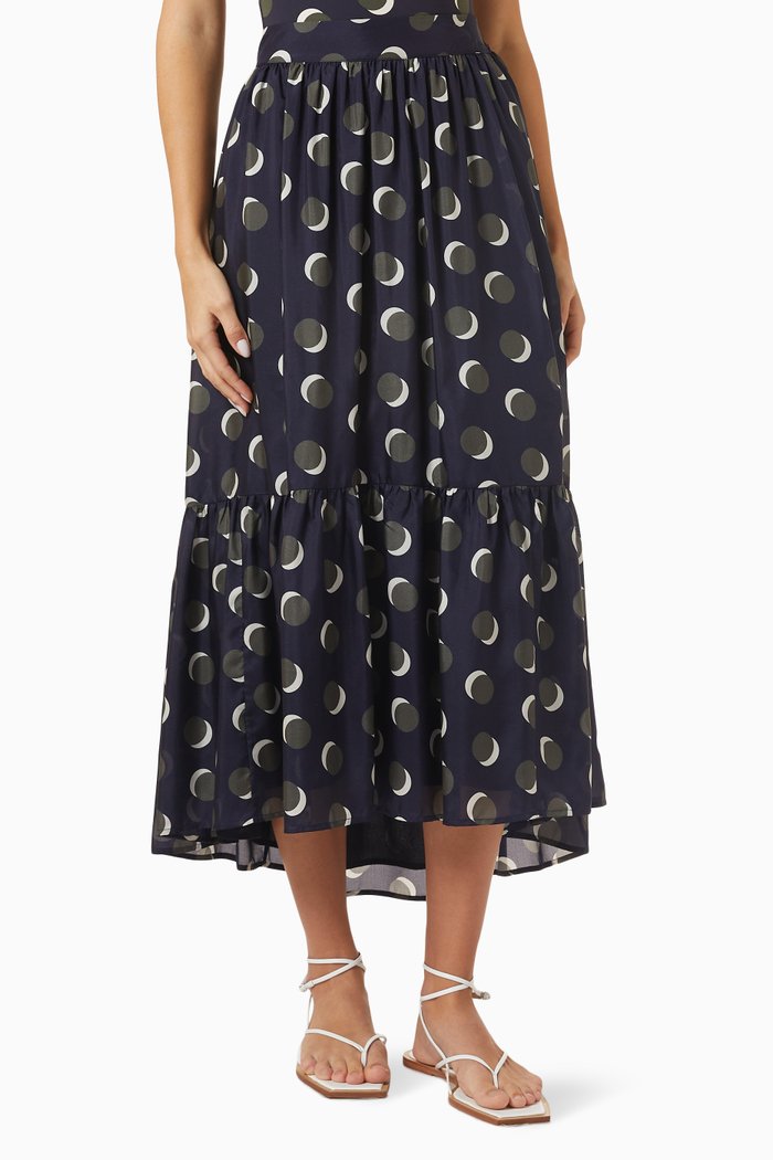 

Météore Midi Skirt in Silk, Blue