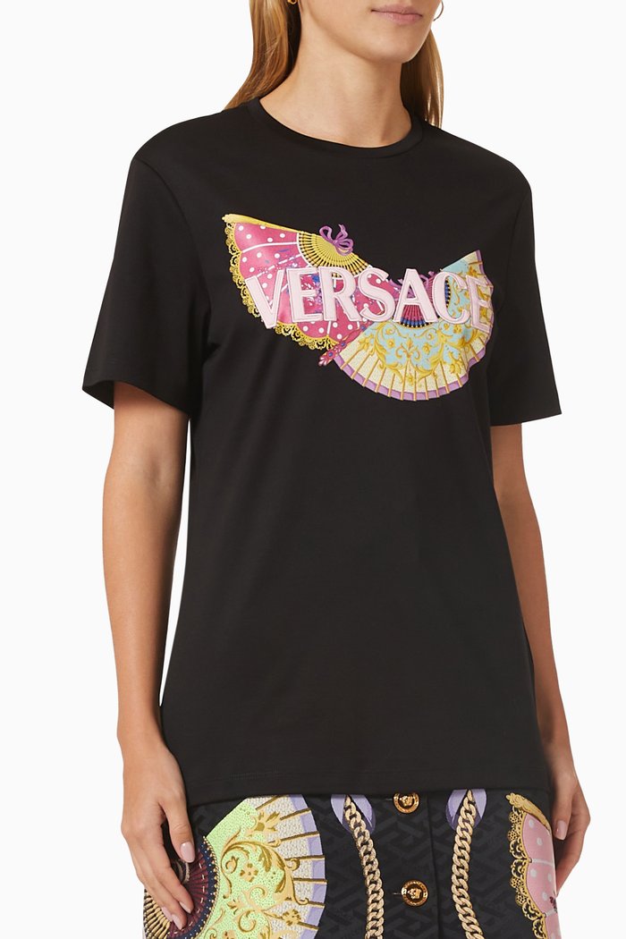 

I Ventagli Logo T-shirt in Cotton Jersey, Black