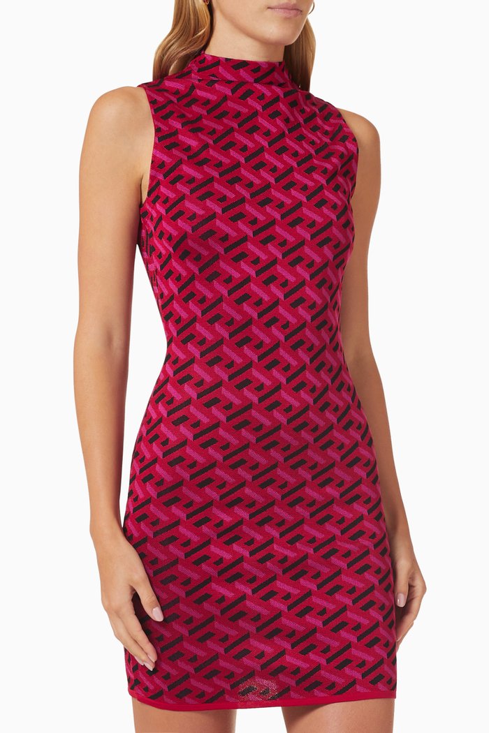 

La Greca Mini Dress in Jacquard, Red