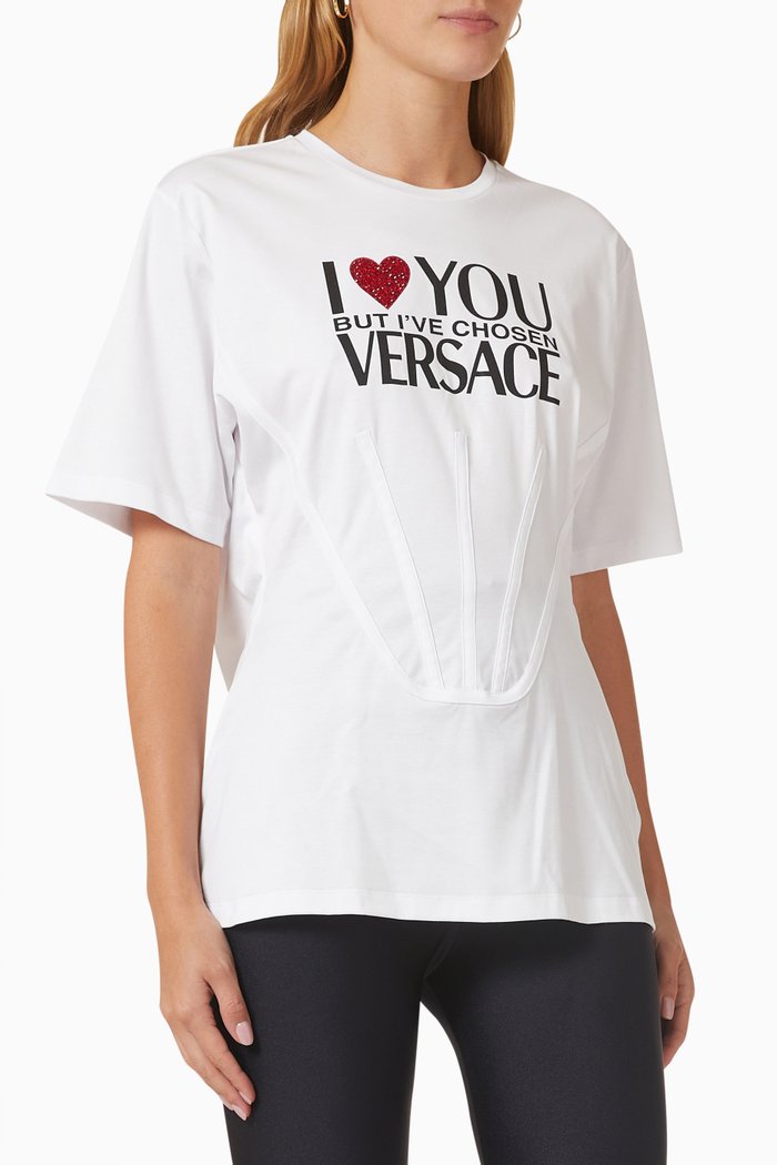 

I Love You Slogan Print T-shirt in Viscose Jersey, White