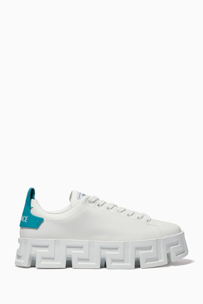 

Greca Labyrinth Sneakers in Leather, Blue