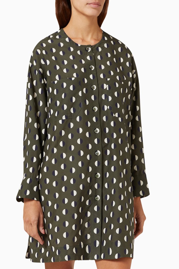 

Mars Mini Shirt Dress in Cotton & Silk, Green