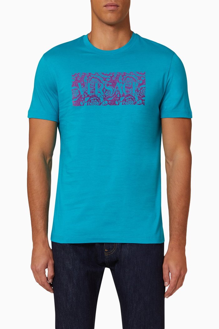 

Flock Logo T-shirt in Cotton, Blue