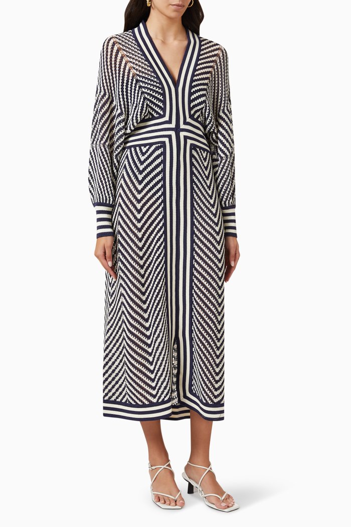 

Stella Midi Dress in Crocket-knit, Blue