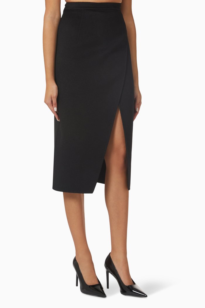 

Scissor Midi Skirt in Cashgora-blend, Black