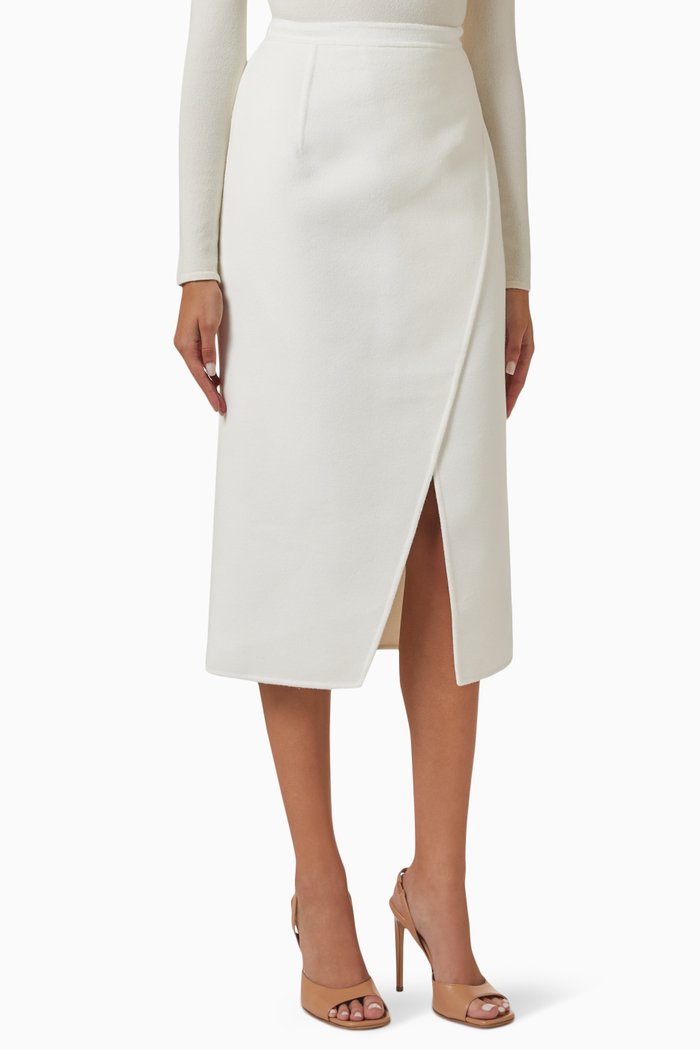 

Scissor Midi Skirt in Cashgora-blend, White