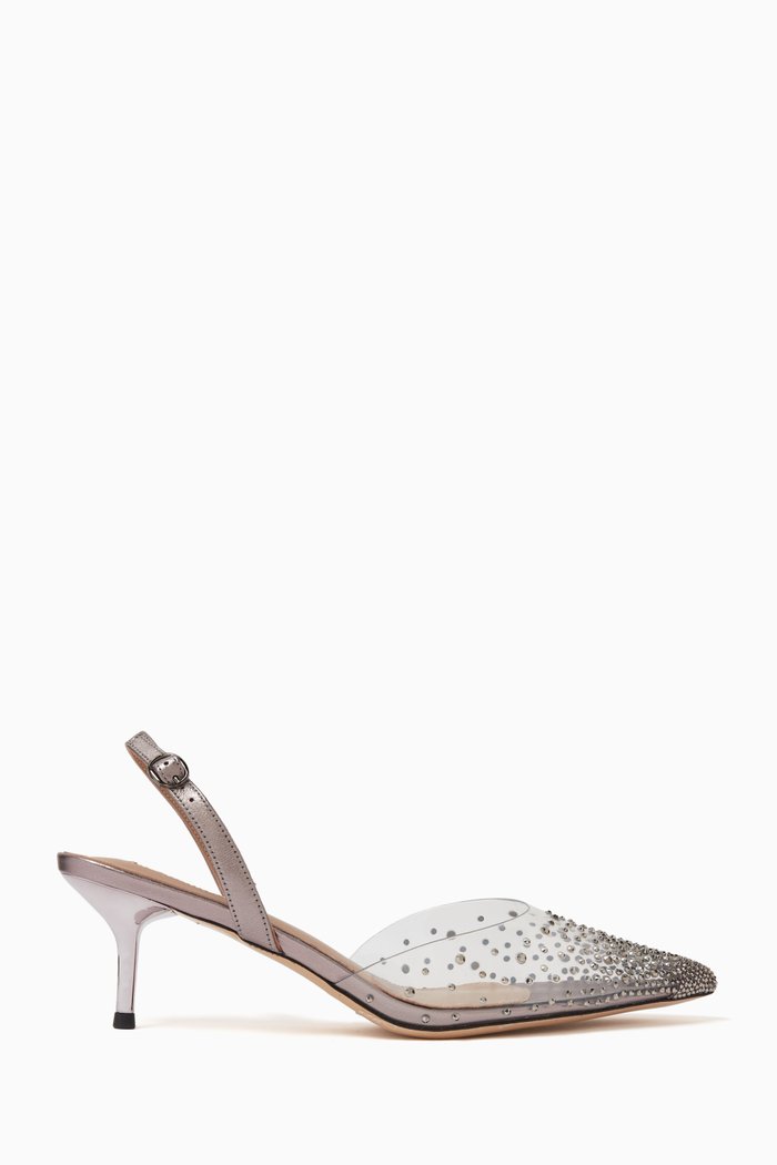 

Flavie 55 Crystal Slingback Pumps in PVC, Grey