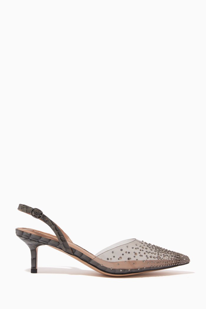 

Flavie Crystal Slingback Pumps in PVC, Grey