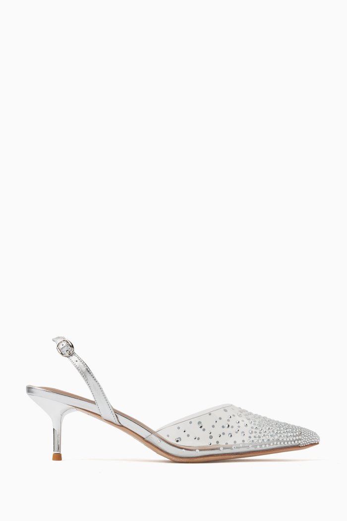 

Flavie 55 Crystal Slingback Pumps in PVC, Silver