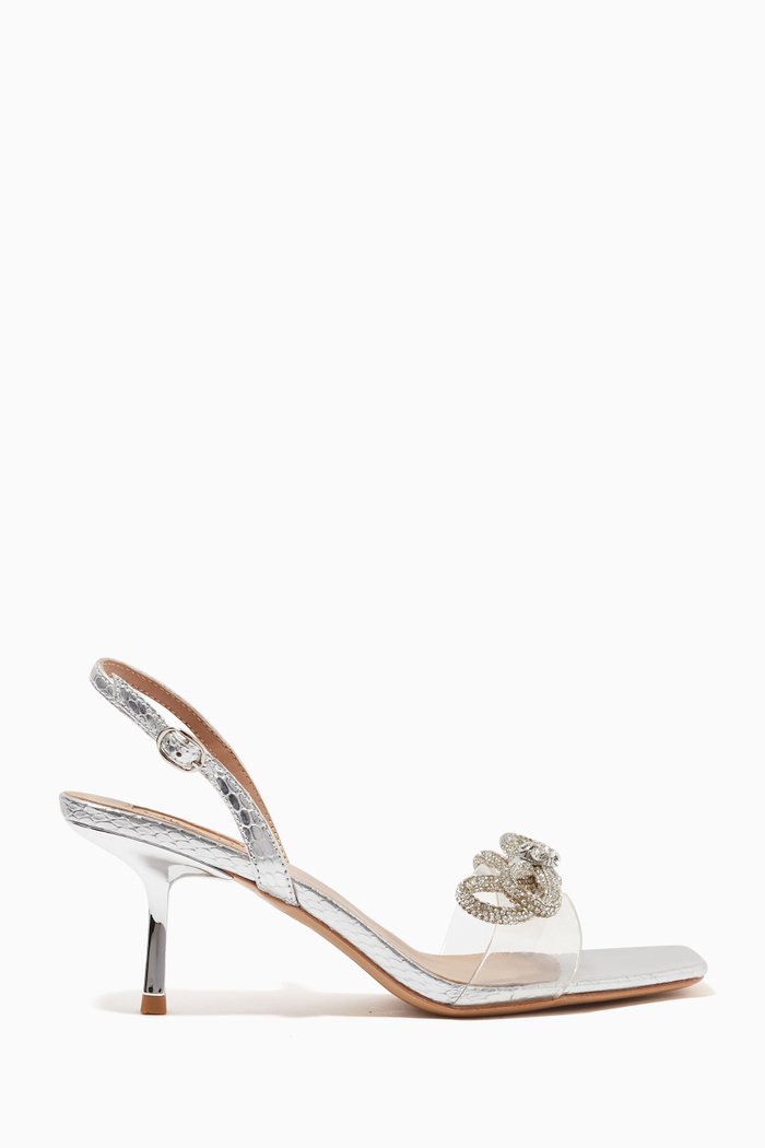 Ciel Crystal-bow Sandals in PVC, Silver