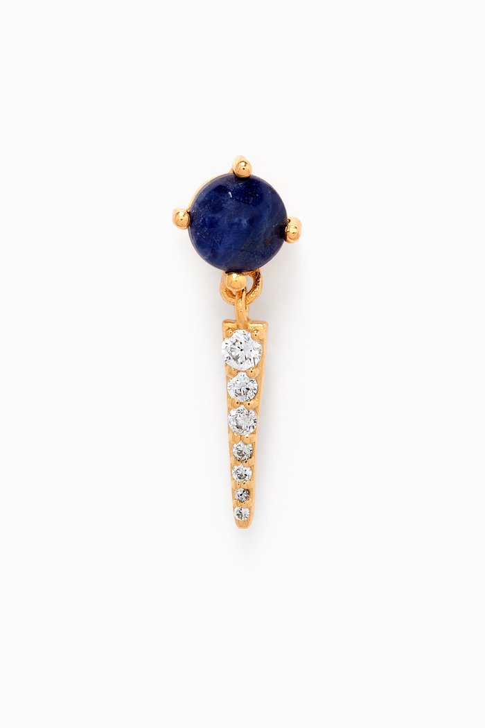 Yoki Sodalite Single Earring in 18kt Gold-plated Sterling Silver, Blue