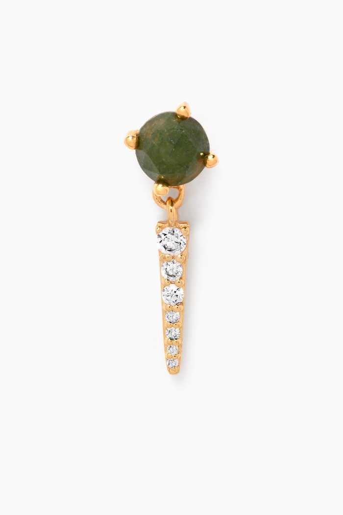 

Yoki Moss Agate Single Earring in 18kt Gold-plated Sterling Silver, Green