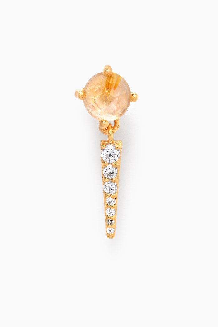 

Yoki Rutile Quartz Single Earring in 18kt Gold-plated Sterling Silver