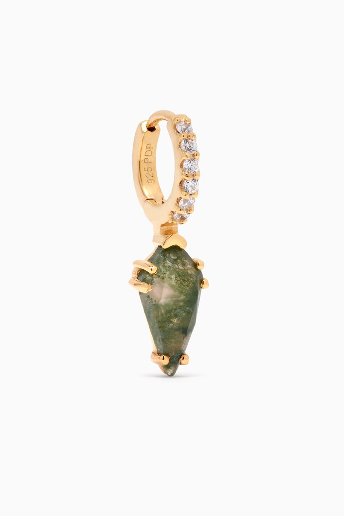

Naoki Moss Agate Single Earring in 18kt Gold-plated Sterling Silver, Green