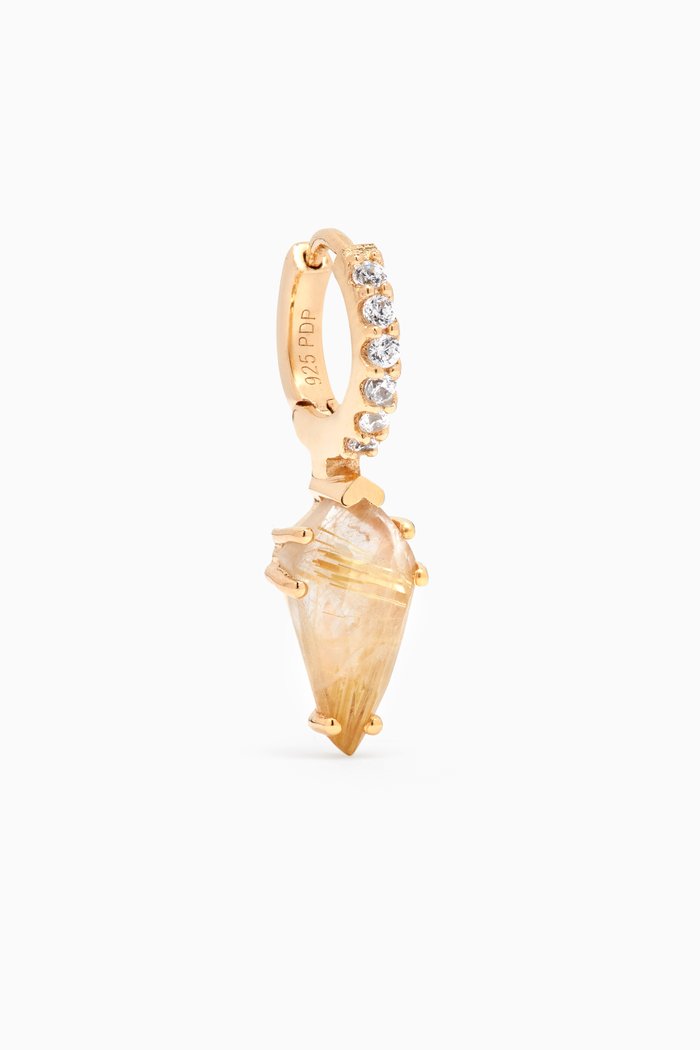 

Naoki Rutile Quartz Single Earring in 18kt Gold-plated Sterling Silver