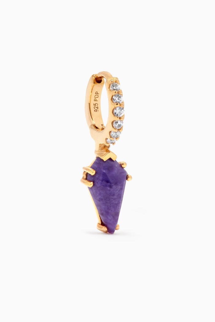 

Naoki Charoite Single Earring in 18kt Gold-plated Sterling Silver, Purple