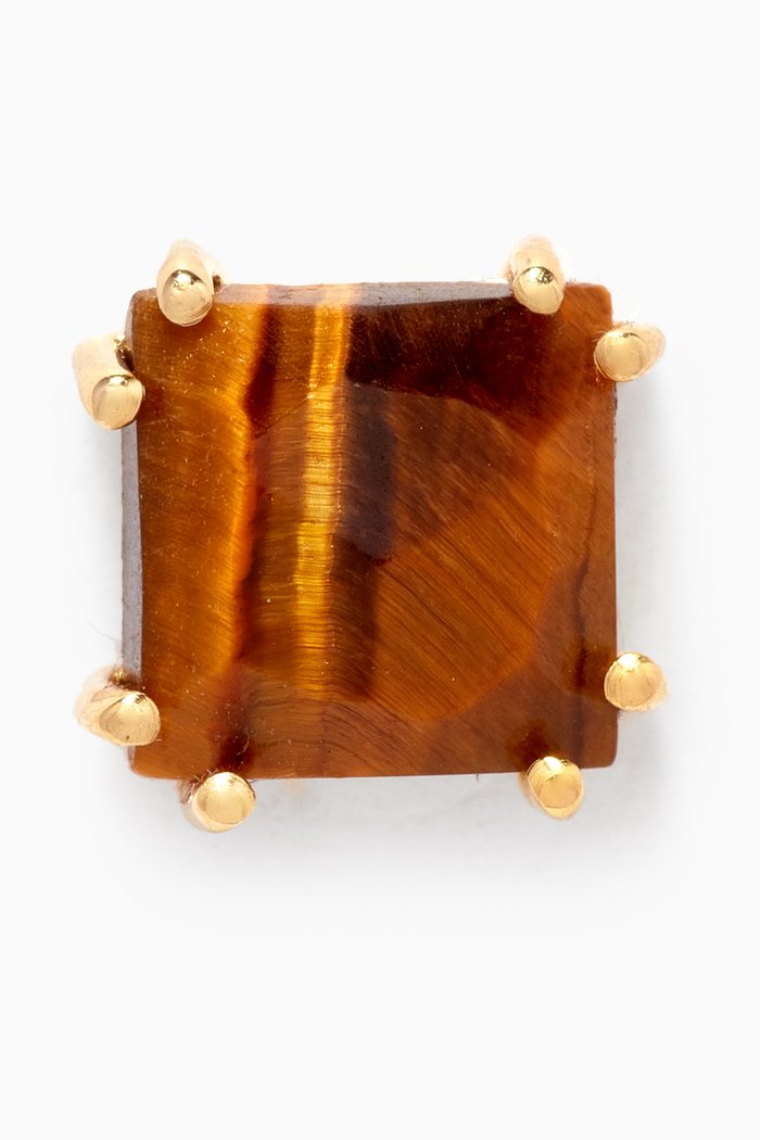 

Suki Tiger Eye Single Earring in 18kt Gold-plated Sterling Silver, Brown