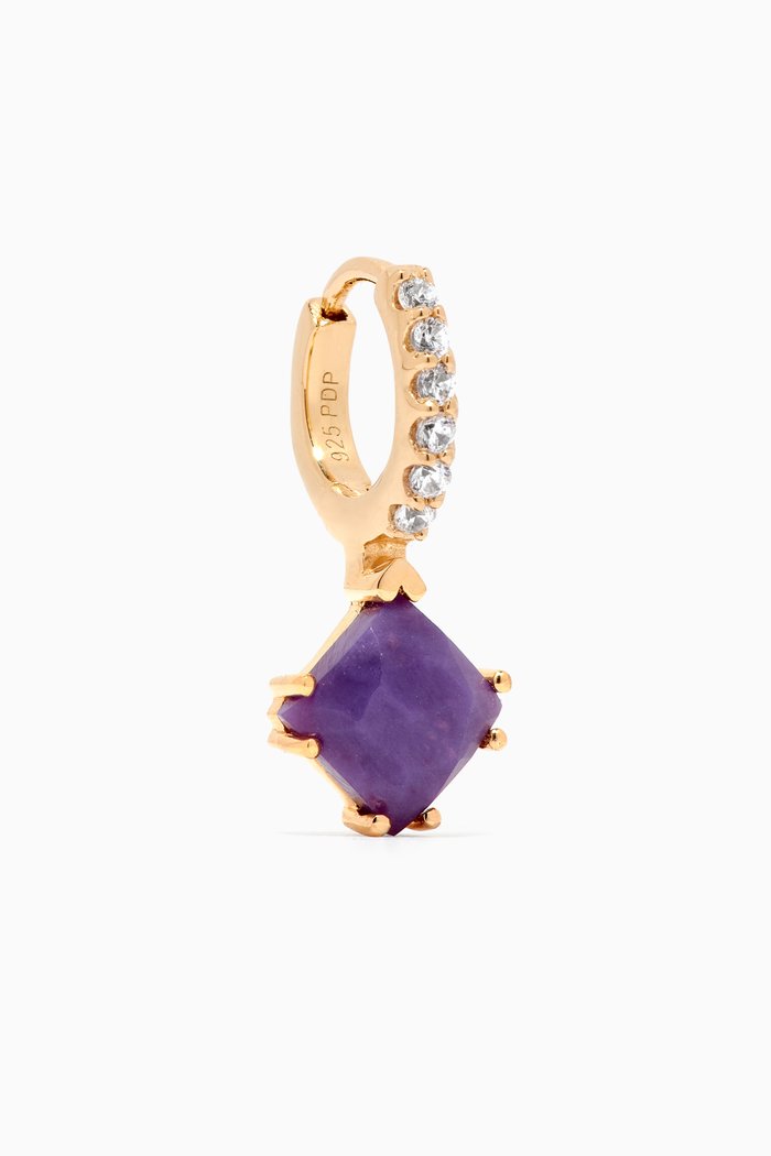 

Fuji Charoite Single Earring in 18kt Gold-plated Sterling Silver, Purple