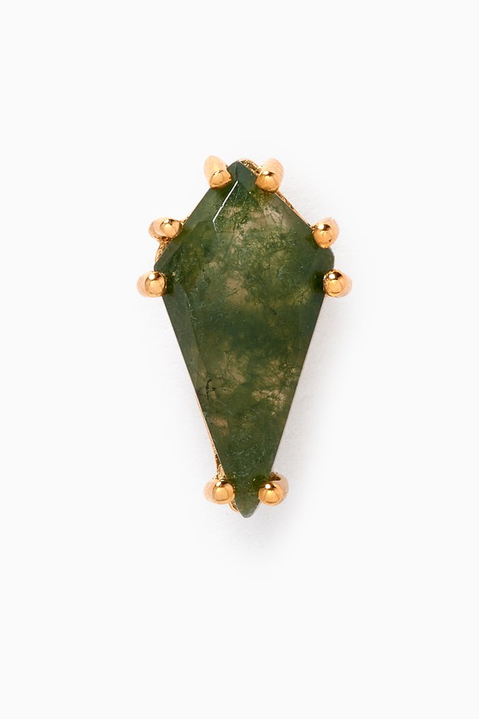 

Akiro Moss Agate Single Earring in 18kt Gold-plated Sterling Silver, Green