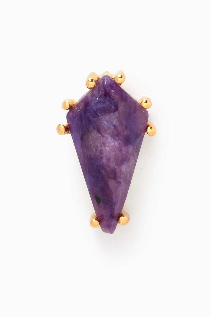 

Akiro Charoite Single Earring in 18kt Gold-plated Sterling Silver, Purple