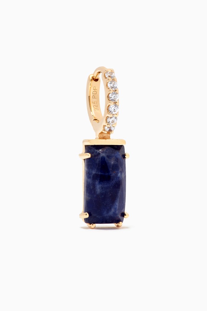 Kaori Sodalite Single Earring in 18kt Gold-plated Sterling Silver, Blue