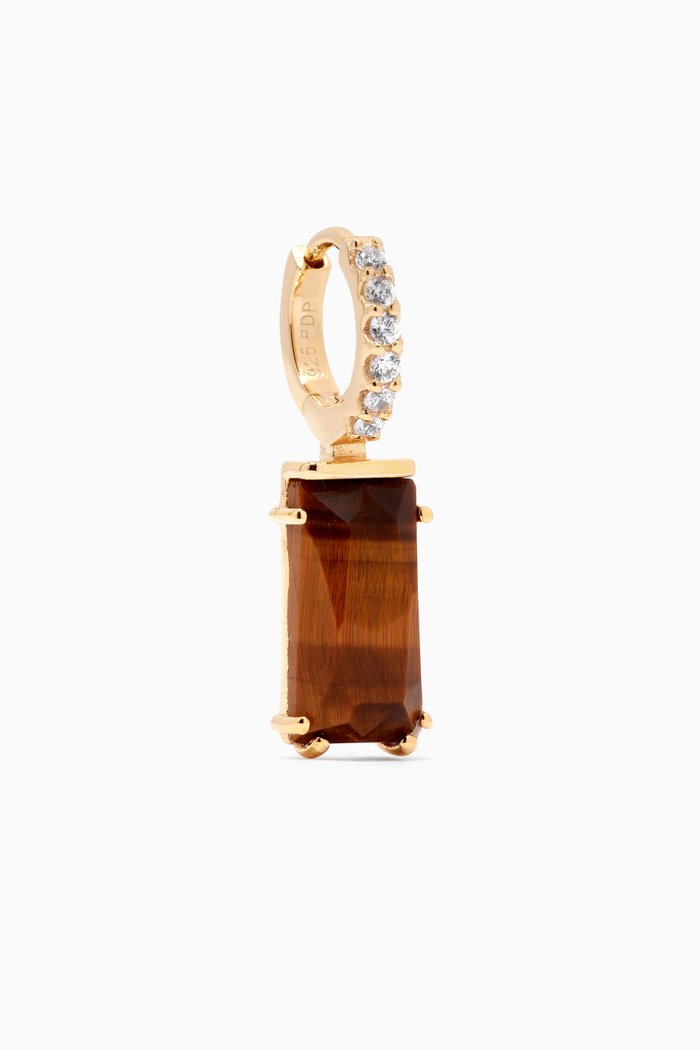 

Kaori Tiger Eye Single Earring in 18kt Gold-plated Sterling Silver, Brown