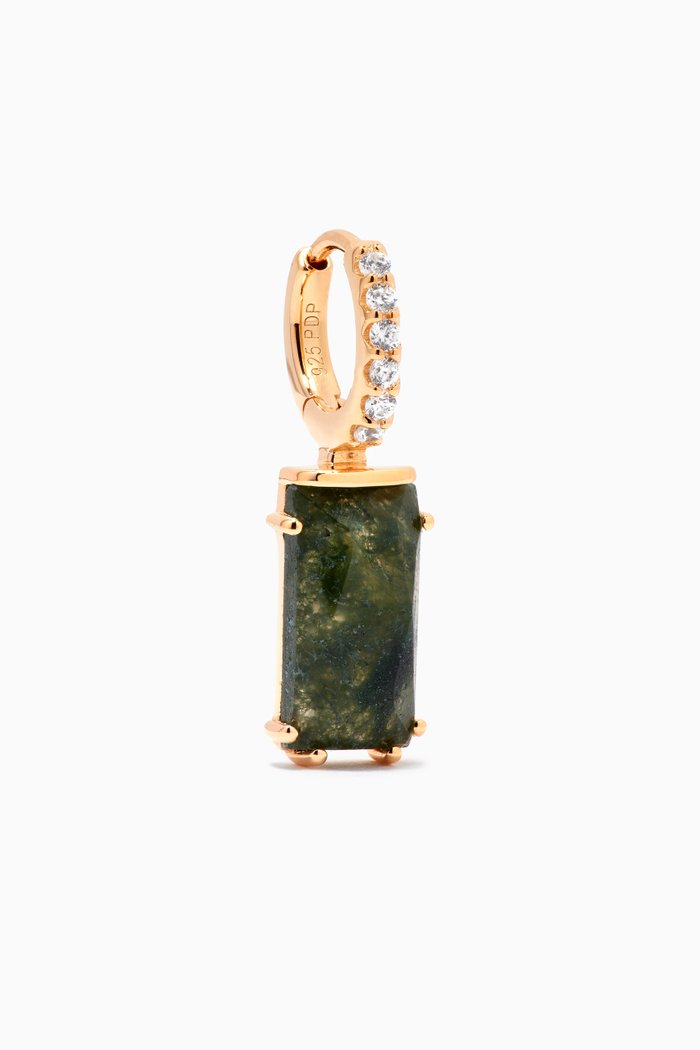 

Kaori Moss Agate Single Earring in 18kt Gold-plated Sterling Silver, Green
