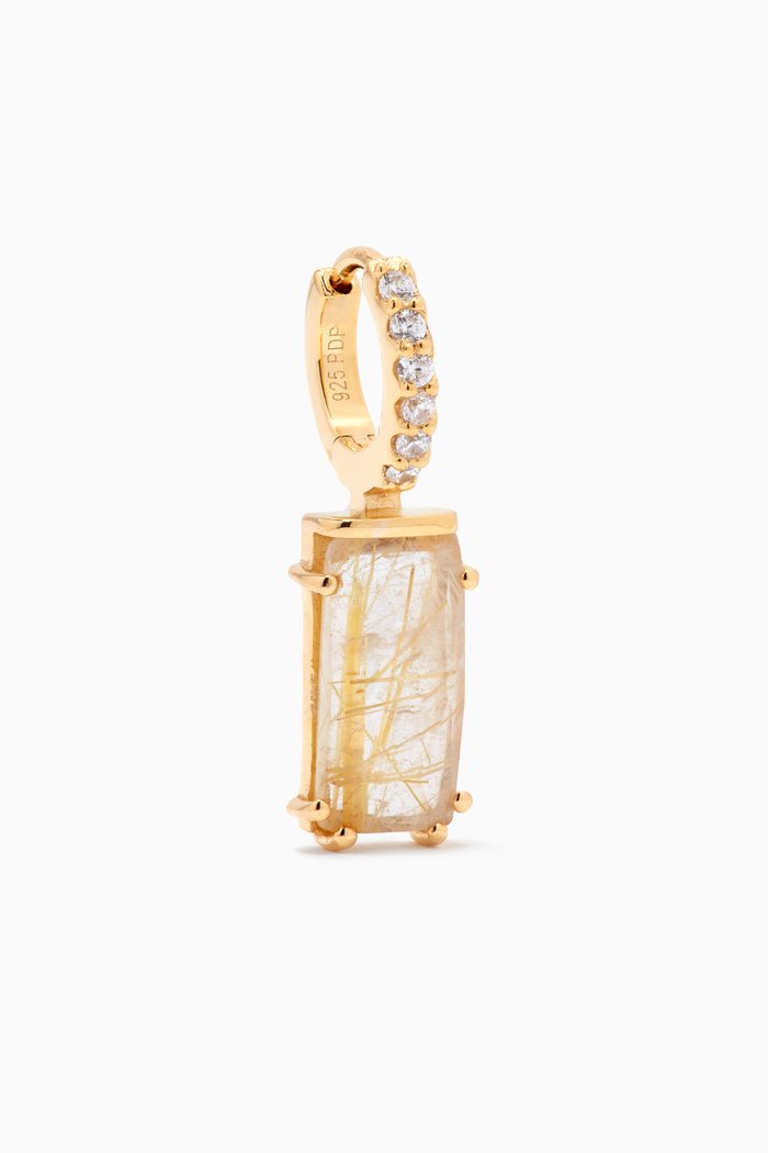 Kaori Rutile Quartz Single Earring in 18kt Gold-plated Sterling Silver