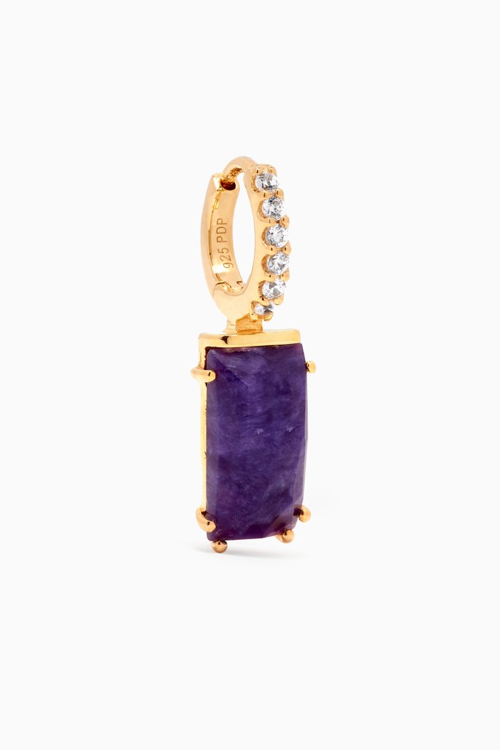

Kaori Charoite Single Earring in 18kt Gold-plated Sterling Silver, Purple