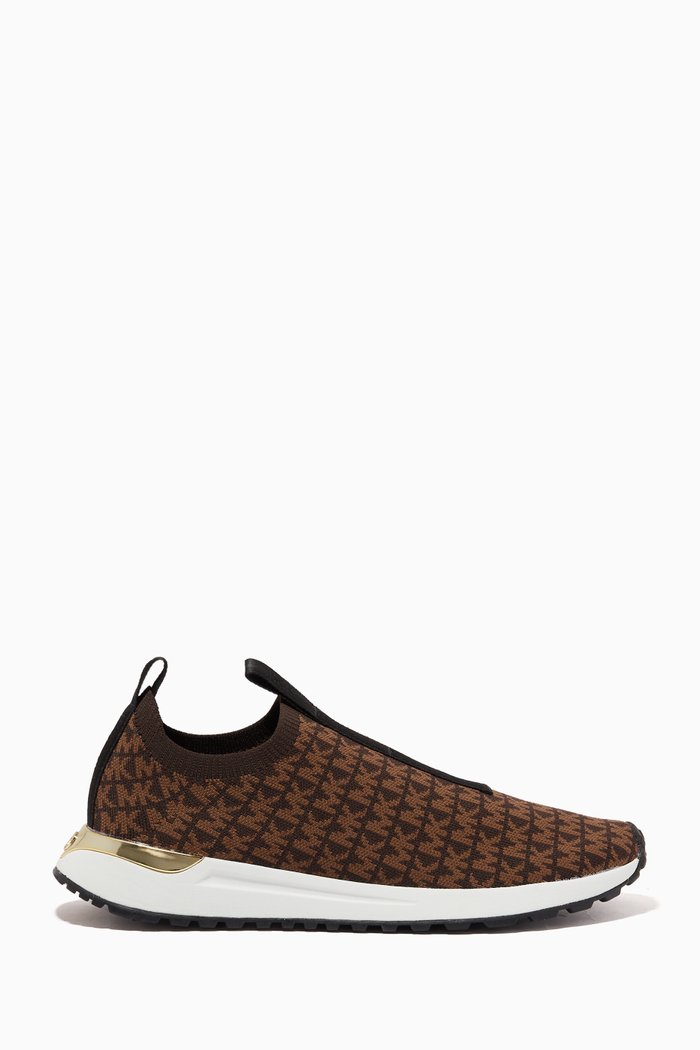 

Bodie Logo Sneakers in Stretch-knit, Brown